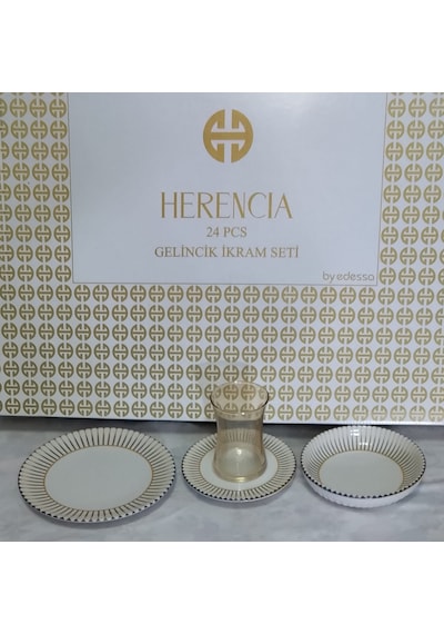 Gelincik 24 Parça İkram Seti Sarı - Beyaz