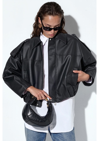 Hiccup Bdart Oversized Fermuarlı Ceket Siyah 09