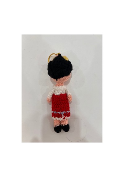Amigurumi El Örgüsü Frida Kahlo İlhamlı Kız Bebek Anahtarlık Kırmızı Kırmızı