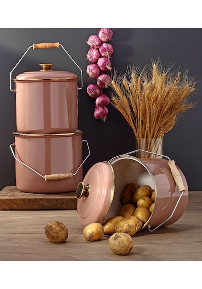 Bonera Emaye 3'lü Kahverengi Bakraç Set, 20-22-24 Cm Kahverengi
