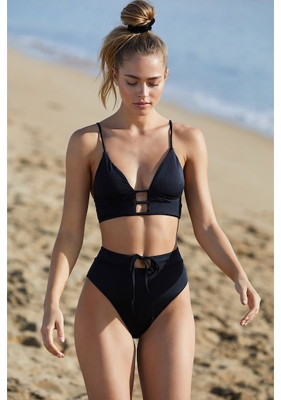 Angelsin Siyah Yüksel Bel Bikini Altı