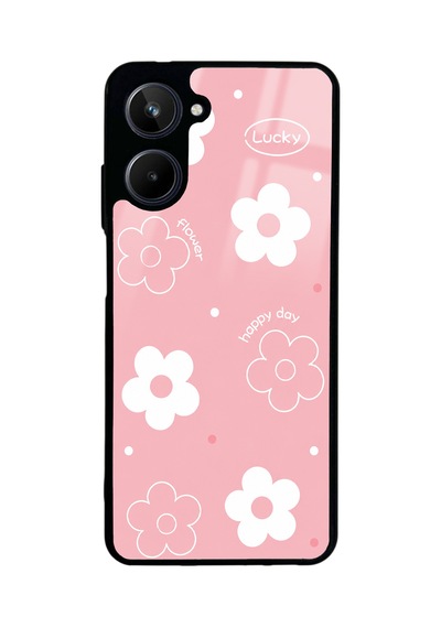 Realme 10 Pink Lucky Happy Day Tasarımlı Glossy Telefon Kılıfı Pembe