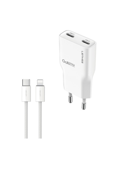 Lenyes Lch15-eu Tc-l Type-c To Lightning Gan Teknolojili Pd Hızlı Şarj Özellikli Şarj Seti 20w Beyaz Beyaz