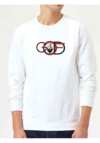 God Of War Baskılı Beyaz Erkek Örme Sweatshirt (528665178)