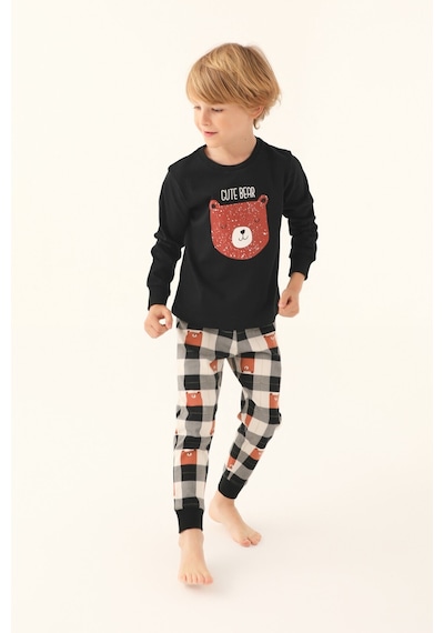 Rolypoly Siyah Erkek Çocuk Uzun Kol Pijama Takım Siyah
