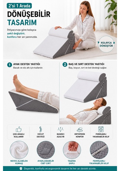 Liferest 10 Kullanımlı Konfor Yastığı, Ayarlanabilir Wedge Destek Minderi -