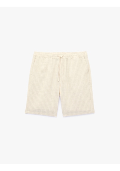 Koton Keten Karışımlı Cepli Çizgili Beli Bağcıklı Bermuda Şort Bej Çizgili 6sam40141hw Ekru Çizgili Koton Keten Karışımlı Cepli Çizgili Beli Bağcıklı Bermuda Şort Bej Çizgili 6sam40141hw Ekru Çizgili