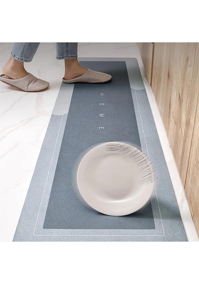 Banyo Paspası - Kaymaz Tabanlı - Süper Emici - Abdest Paspası - Uzun Gri 40 120 Cm Genel