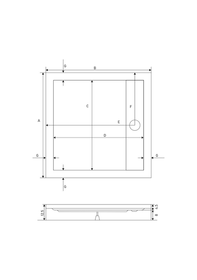 Shower 100x100 Drop Kare Monoblok Duş Teknesi H:12,5 Cm
