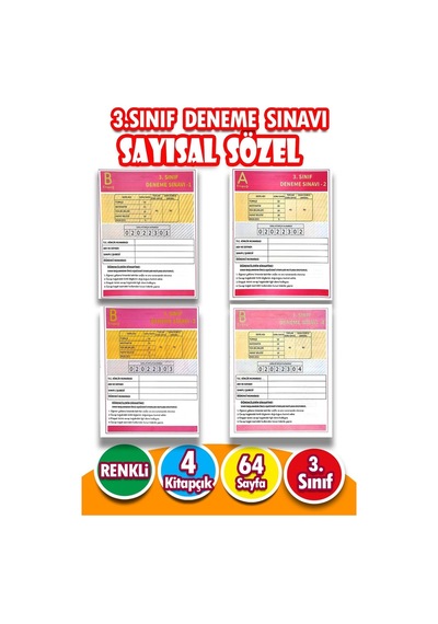3.sınıf Deneme Sınavı - 4 Kitapcık