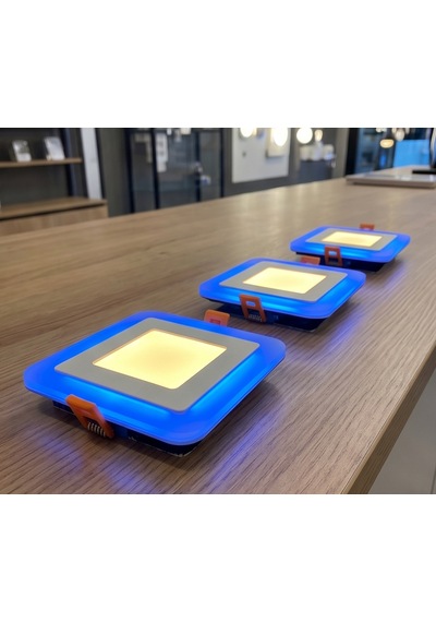 Kare Sıva Altı Led Spot Aydınlatma 6 Watt Çift Renk 3 Kademe Mavi Günışığı Gece Lambası Armatür