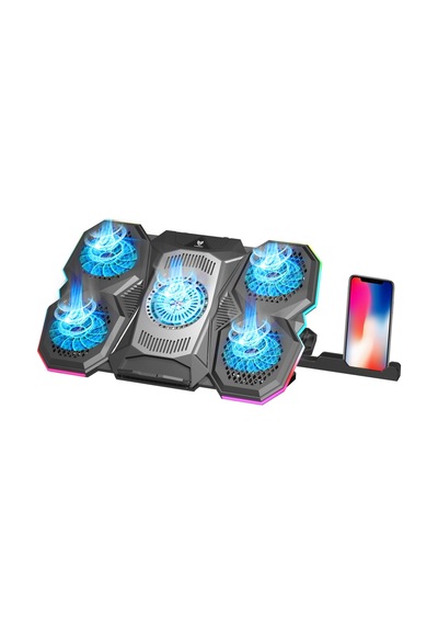 Icecore Siyah 5 Fanlı Alüminyum 9-17 Inç Rgb Notebook Soğutucu Stand Sx-25rgb