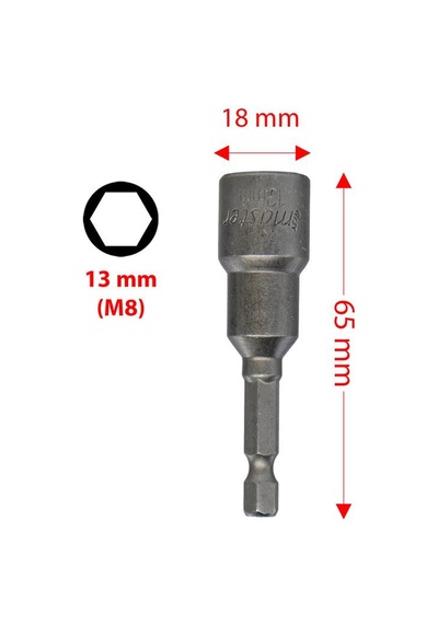 Master 530444 Manyetik Bits Lokma Somun Adaptörü 13x65 Mm