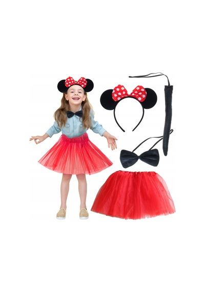Minnie Mouse Kostüm Seti Etek Taç Kuyruk Papyon Gösteri Seti - Rxlu-450002 Renkli