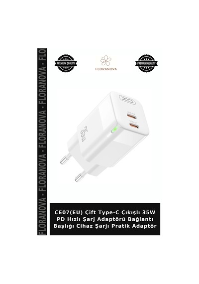 Ce07 Eu Çift Type-c Çıkışlı 35w Pd Hızlı Şarj Adaptörü Bağlantı Başlığı Cihaz Şarjı Pratik Adaptör
