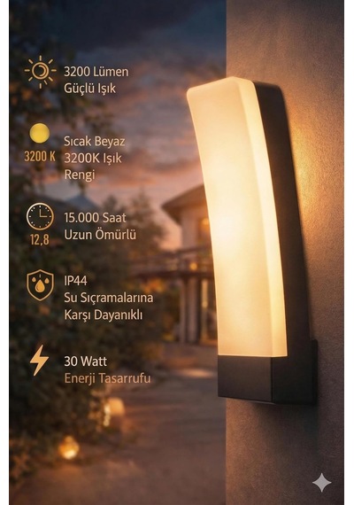 Dış Mekan Led Aplik, Bahçe Duvarı, Teras, Bina Giriş Ve Cephe Aydınlatması, Cata Havana 30 Watt, 3200 Lümen, Ip4