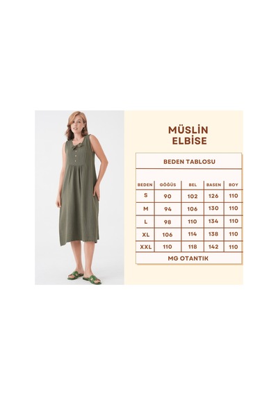 Mg Otantik Kadın Müslin Elbise %100 Pamuk Düğme Ve İp Detaylı Yazlık Günlük - Mg007 Haki Mg Otantik Kadın Müslin Elbise %100 Pamuk Düğme Ve İp Detaylı Yazlık Günlük - Mg007 Haki