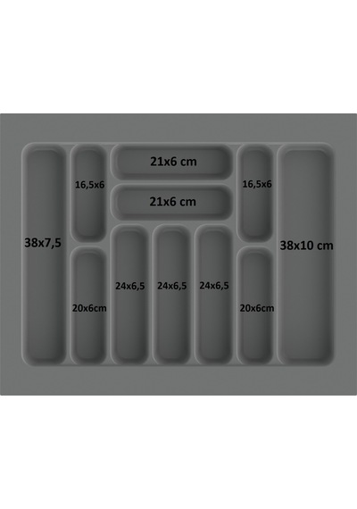 Çekmece İçi Kaşıklık Ve Kepçelik Organizer Seti 62x49 Cm 55x40 Cm'e Kadar Kesilebilir Gri