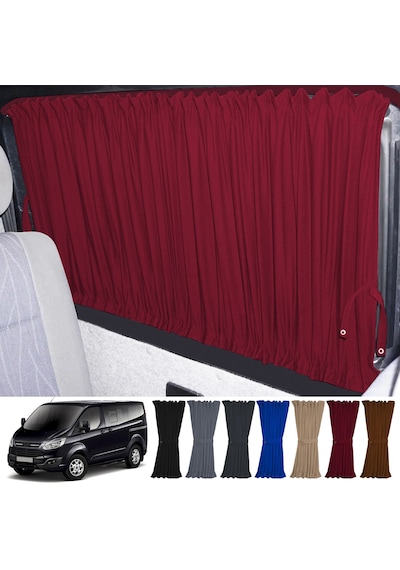 Pandami Ford Custom Kısa Şase 2012+ Uyumlu Bordo Raylı Oto Perde Takımı