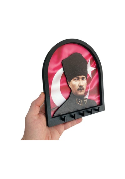 Cajuart Boyutlu Kabartma Tasarım Atatürk Bayrak Tema Anahtarlık Duvar Askılık Dekor