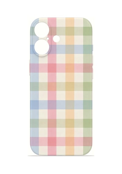 Apple iPhone Uyumlu 17 Vorian İnce Kamera Korumalı Mika Kılıf Pastel Gingham Pastel Gingham Mika