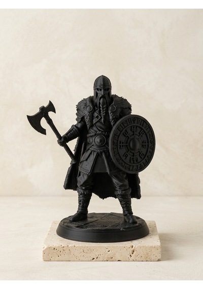 Viking Savaşçı Biblosu 15 Cm İskandinav Mitolojisi Heykel Mat Siyah Karakter Figür Masaüstü Ofis Kitaplık Dekoru Erkek Hediyesi 15cm