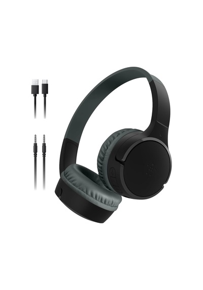 Soundform Mini Çocuk Kablosuz Kulaklık Siyah Dahili Mikrofon, 30 Saat Çalma, Eğlenceli Çıkartmalar, Apple iPhone Uyumlu,