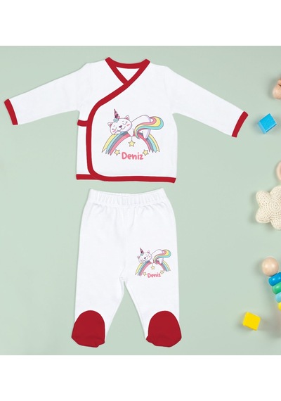 Bk Kids Kişiye Özel Hastane Çıkışı, Bebek Kıyafeti, Yeni Doğan Bebek Hediyesi, 6 Parça Kırmızı Bebek Elbise Giyim Seti-19
