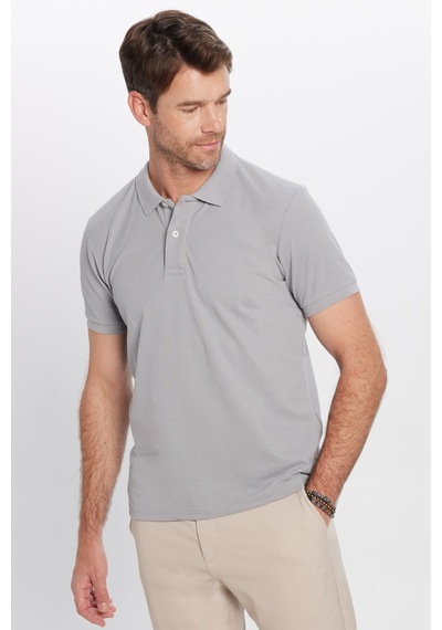 Tudors Erkek 5'li Paket Siyah-taş-gri-mor-beyaz Slim Fit Dar Kesim Pamuklu Düz Pike Polo Yaka Tişört-52834 Çok Renkli