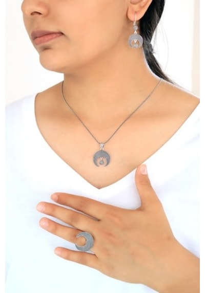 Hilal Model Telkari Gümüş Üçlü Set