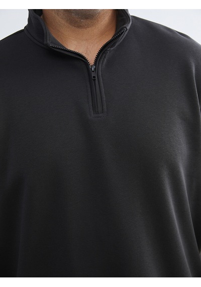 Lcwaıkıkı Classic Antrasit Büyük Beden Dik Yaka Erkek Sweatshirt