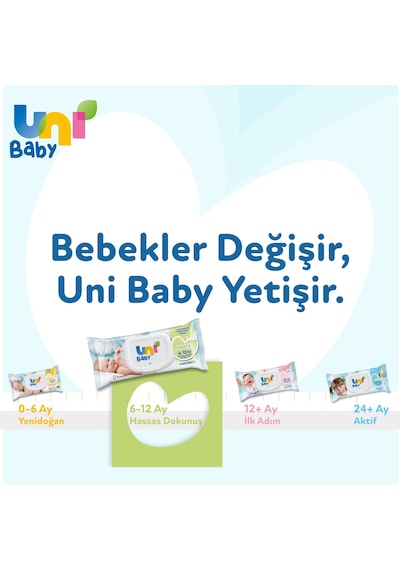 Uni Baby Hassas Dokunuş Islak Mendil 12'li 624 Yaprak