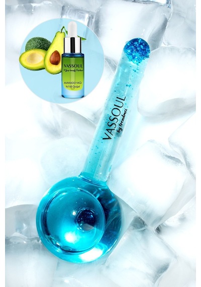Ice Globes Buz Küresi Yüz Masaj Topu Soğuk Terapi, Cilt Bakımı, Avokado Yağı Hediyeli Blue