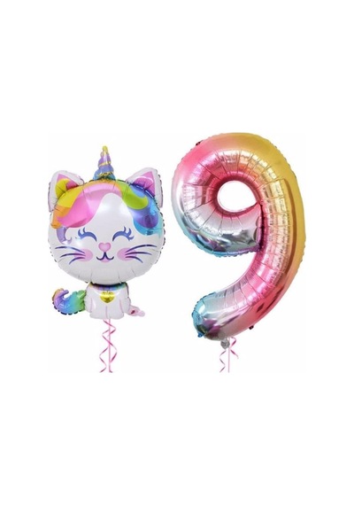 Unicorn Kedi Renkli Folyo 9 Yaş Doğum Günü Balon Set Psunıcatps Sku: Zeusb0f3xz9xxw .