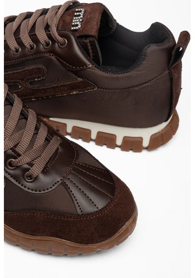 Kadın Kahverengi Paraşüt Ortopedik Sneaker Yürüyüş Ayakkabısı