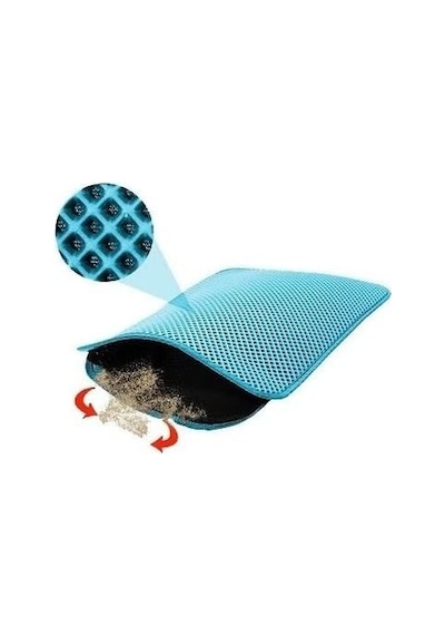 Elekli Kedi Tuvalet Önü Paspası Kedi Paspası Turkuaz 60x42 Cm