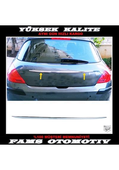 Peugeot 308 Krom Bagaj Çıtası 2007-2013 Arası Paslanmaz Çelik