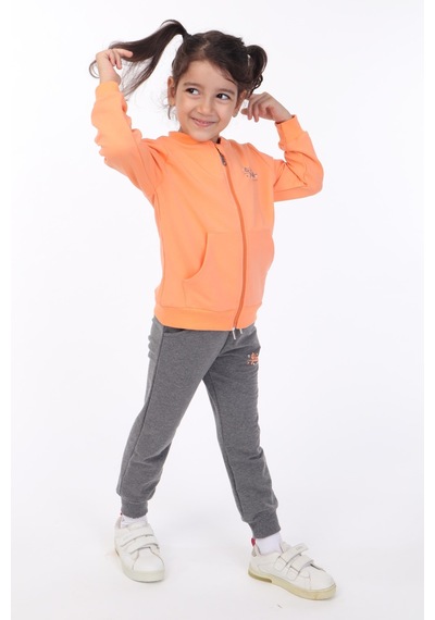 Toontoy Kids Toontoy Kız Çocuk 3lü Baskılı Eşofman Takım Oranj
