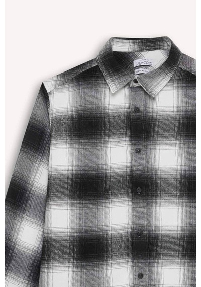 DeFacto Regular Fit Polo Yaka Kareli Flanel Uzun Kollu Gömlek D5835AX24AUBK81 DeFacto Regular Fit Polo Yaka Kareli Flanel Uzun Kollu Gömlek D5835AX24AUBK81