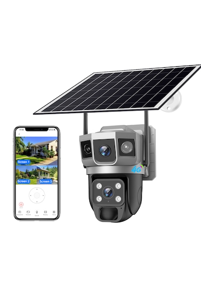 Solar 4g Dual Lens Ptz Camera 355 4mp Outdoor Security Camera Solar 4g Dual Lens Ptz Camera 355 4mp Outdoor Security Camera