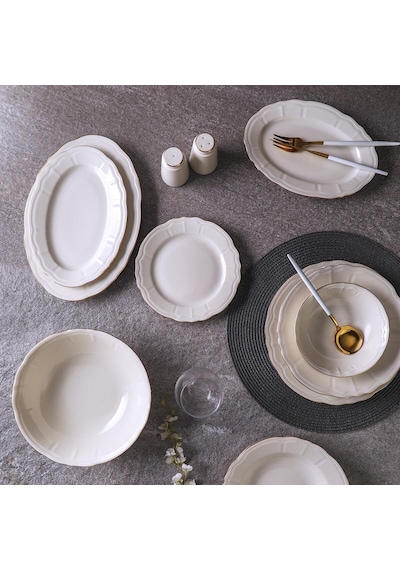 Aryıldız Tiffany Gold 30 Parça 6 Kişilik Yemek Takımı Beyaz - Gold