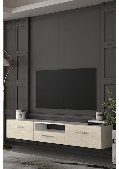 180dhdtdaç2btg Eros Duvara Monte Tv Sehpası,ünitesi Beyaz-traverten-gümüş 180dhdtdaç2btg Eros Duvara Monte Tv Sehpası,ünitesi Beyaz-traverten-gümüş