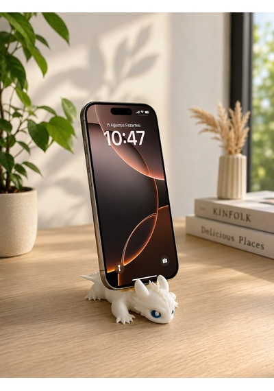 3d Baskı Dişsiz Ejderha Telefon Standı Dekoratif Telefon Tutucu Siyah
