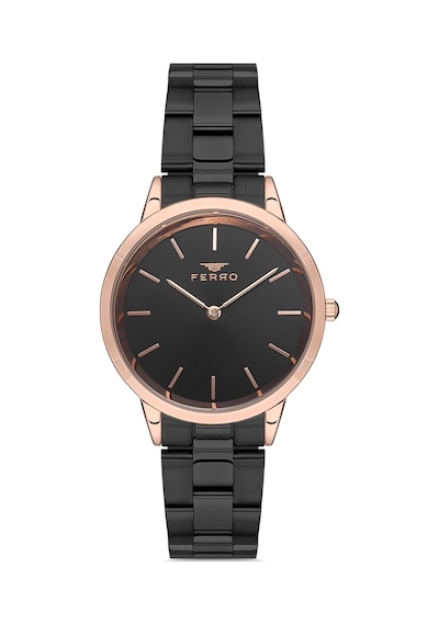 Ferro F21124a-r Quartz Çelik Siyah 35 Mm Kadın Kol Saati Rose Gold