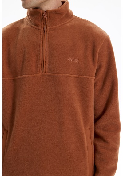 Jeep Kiremit Erkek Dik Relaxed Düz Polar Sweatshırt C4wm-swt4201
