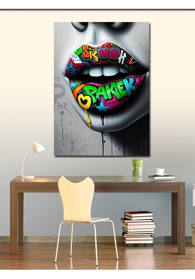 Kanvas Tablo Grafiti Dudak İfadesi 70cmx100cm