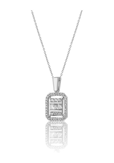 Zanaatsilver 925 Ayar Gümüş Zincirli Baget Taşlı Kolye