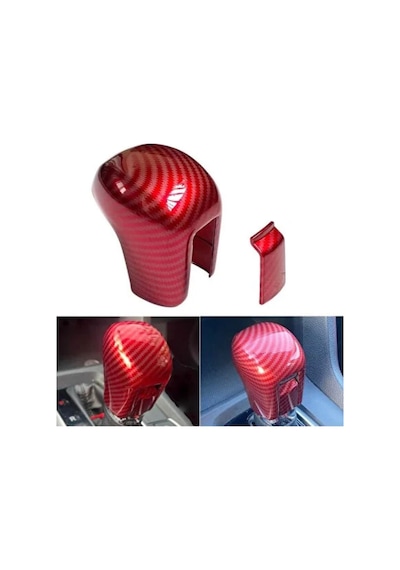 Honda Civic Fc5 / Fk7 Karbon Fiber Kırmızı Renk Vites Topuzu Kaplama Koruma 3'li Set