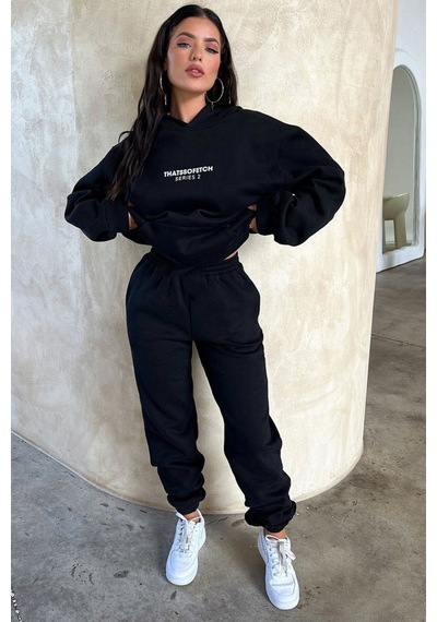 So Fetch Series 2 Eşofman Takımı Sweatshirt Jogger - Siyah Baskılı Oversize Şardonlu Kapüşonlu Siyah So Fetch Series 2 Eşofman Takımı Sweatshirt Jogger - Siyah Baskılı Oversize Şardonlu Kapüşonlu Siyah