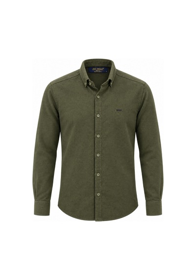 Classics Men Jet Polo Uzun Kol Slim Fit Erkek Örme Gömlek - 7778 Haki